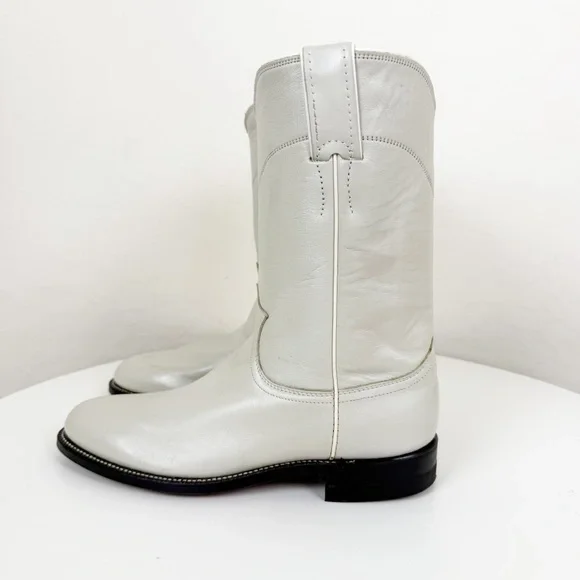 Vintage Justin Pearl White Roper Cowboy Boots Made in USA - Picture 5 of 9